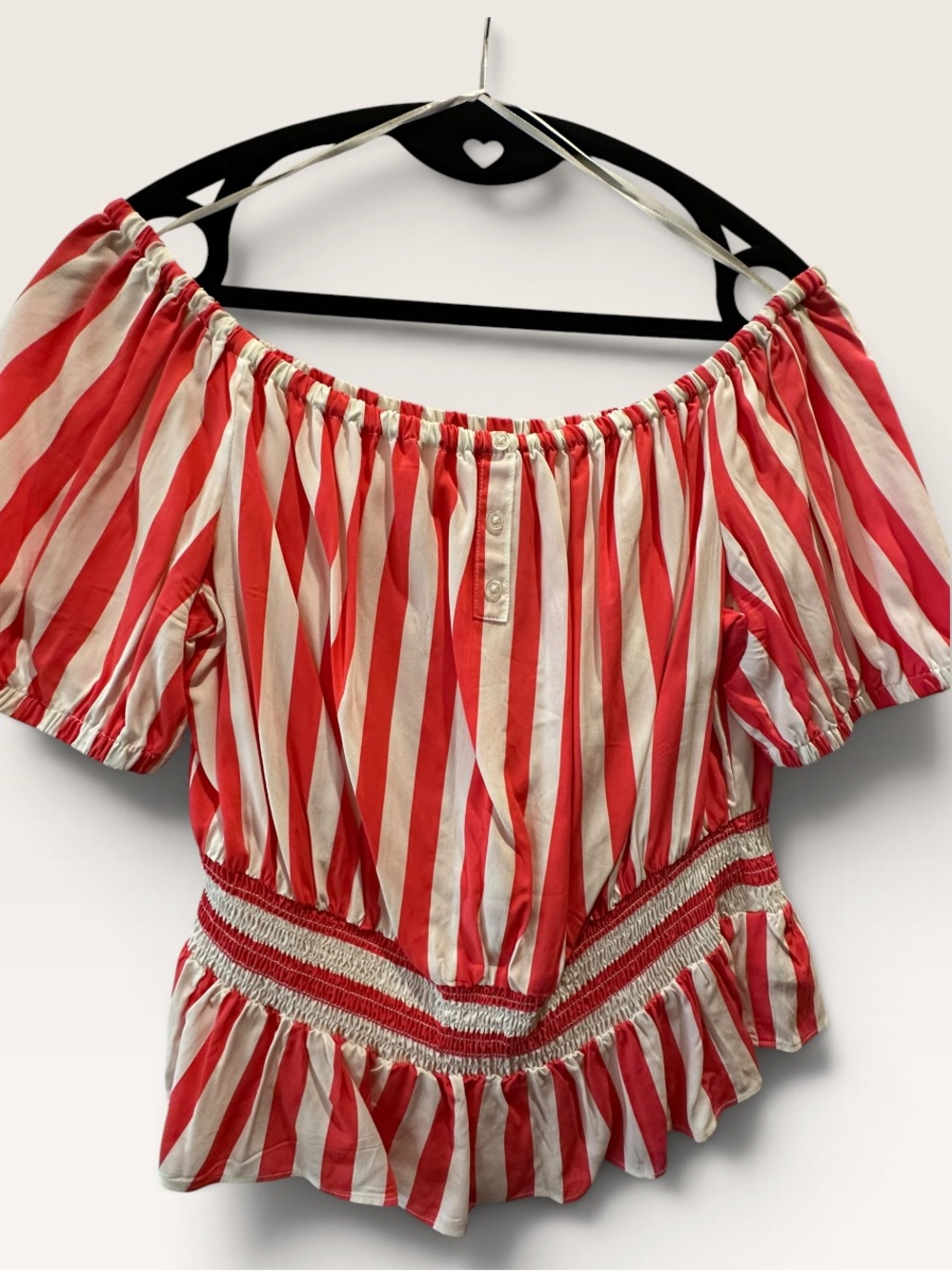 Xhilaration Red and White Striped Off Shoulder Top Size XL